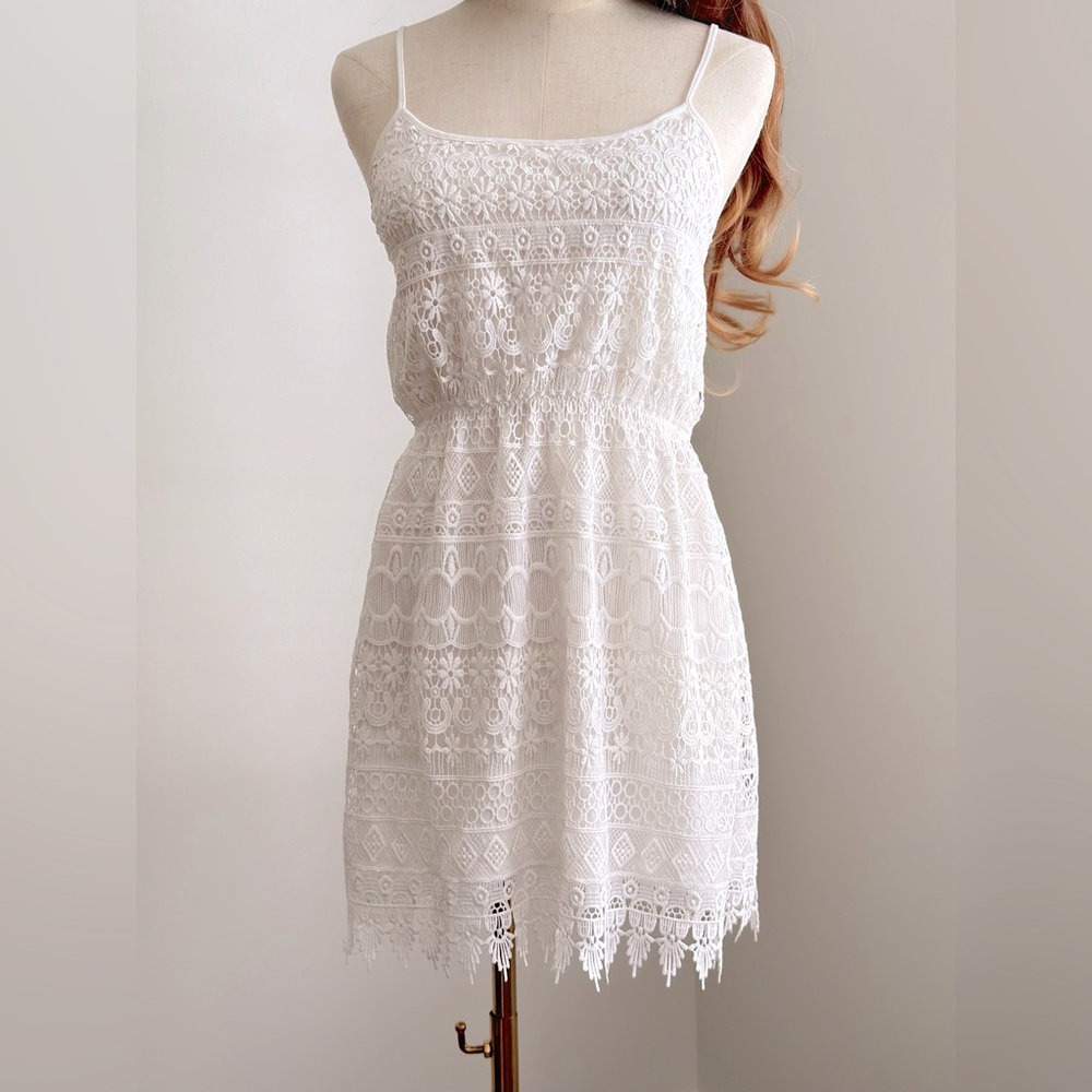White, crochet lace dress